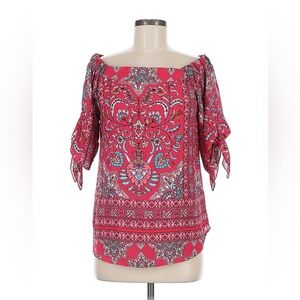 ReneeC Pink Off-Shoulder Blouse Paisley‎ EUC